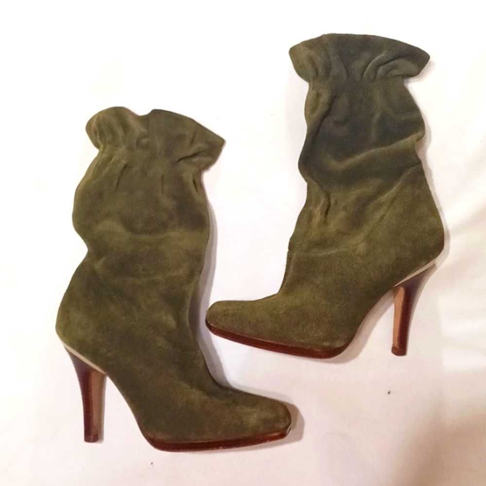 Vintage Nike Air and Cole Haan Slouch Suede Boots, sz 6.5, Moss Green